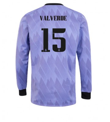 Real Madrid Federico Valverde #15 Bortedrakt 2022-23 Langermet